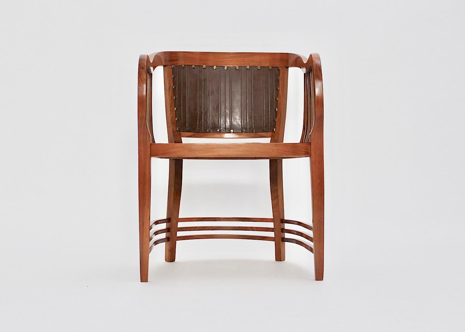 Jugendstil-Sessel aus Nussbaumholz im Jugendstil von Josef Maria Olbrich, 1898-1899, Österreich (Leder) im Angebot