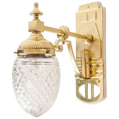 Jugendstil Wall Lamp with Original Glass Shade, circa 1910s