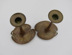 Jugendstil Water Lily Art Metal Candlesticks