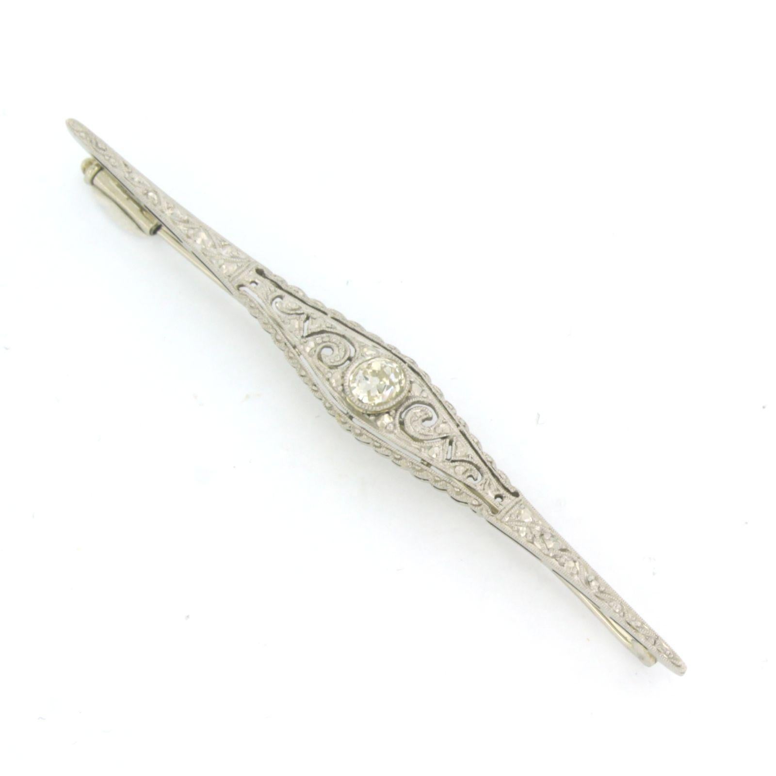 JUGENDSTILL broche con diamante talla mina antigua hasta 0,50 ct oro blanco 14k Talla antigua en venta