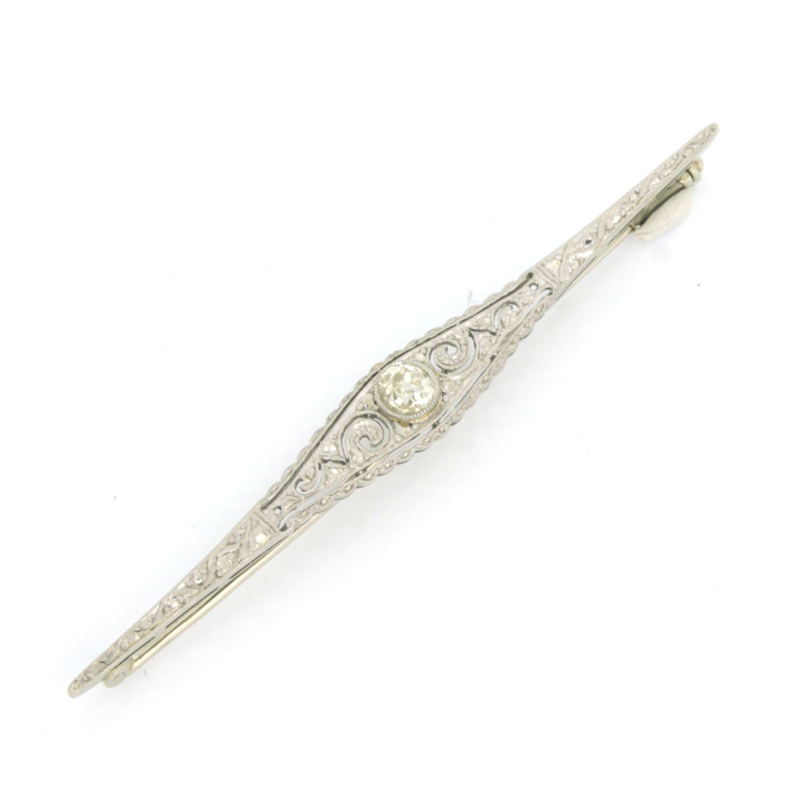 JUGENDSTILL broche con diamante talla mina antigua hasta 0,50 ct oro blanco 14k en Excelente estado para la venta en The Hague, ZH