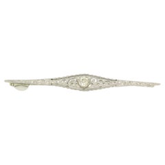JUGENDSTILL brooch with old mine cut diamond up to 0.50ct 14k white gold