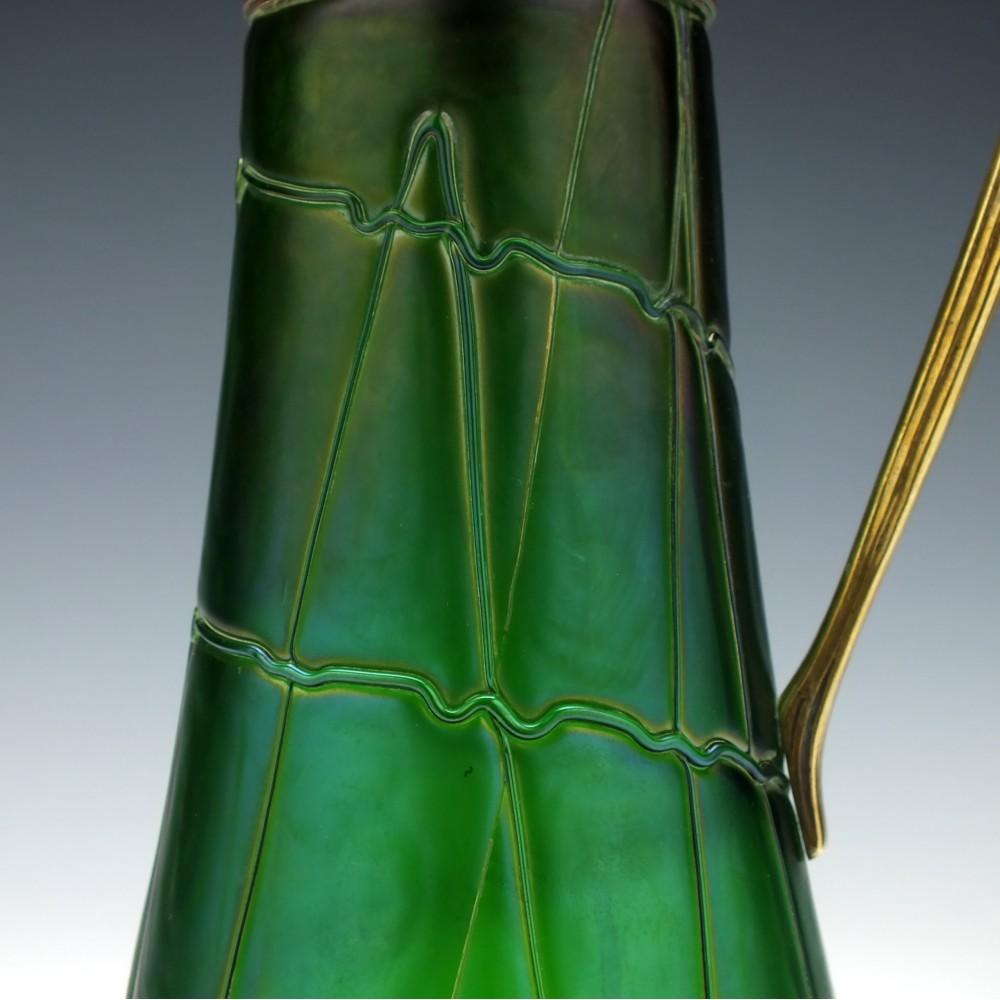 Jugenstil/Art Nouveau Pallme-König Glass Spider Trailing Claret Jug 4