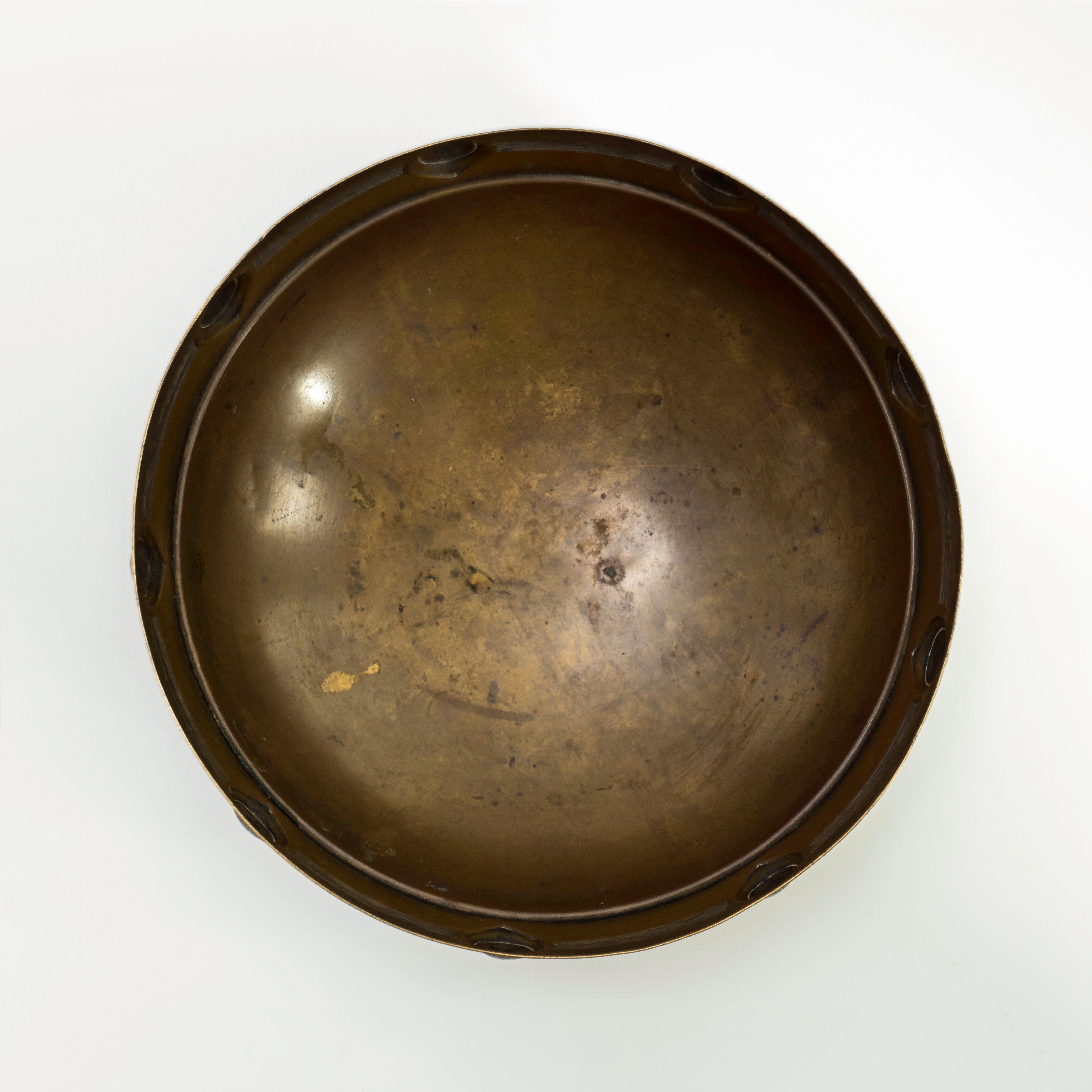 Molded Jugendstil Brass Bowl Designed by Albin Mueller for WMF