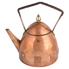 Antique Jugendstil Copper and Brass Teapot by Atelier Mayer for WMF, Germany, 1905-1910