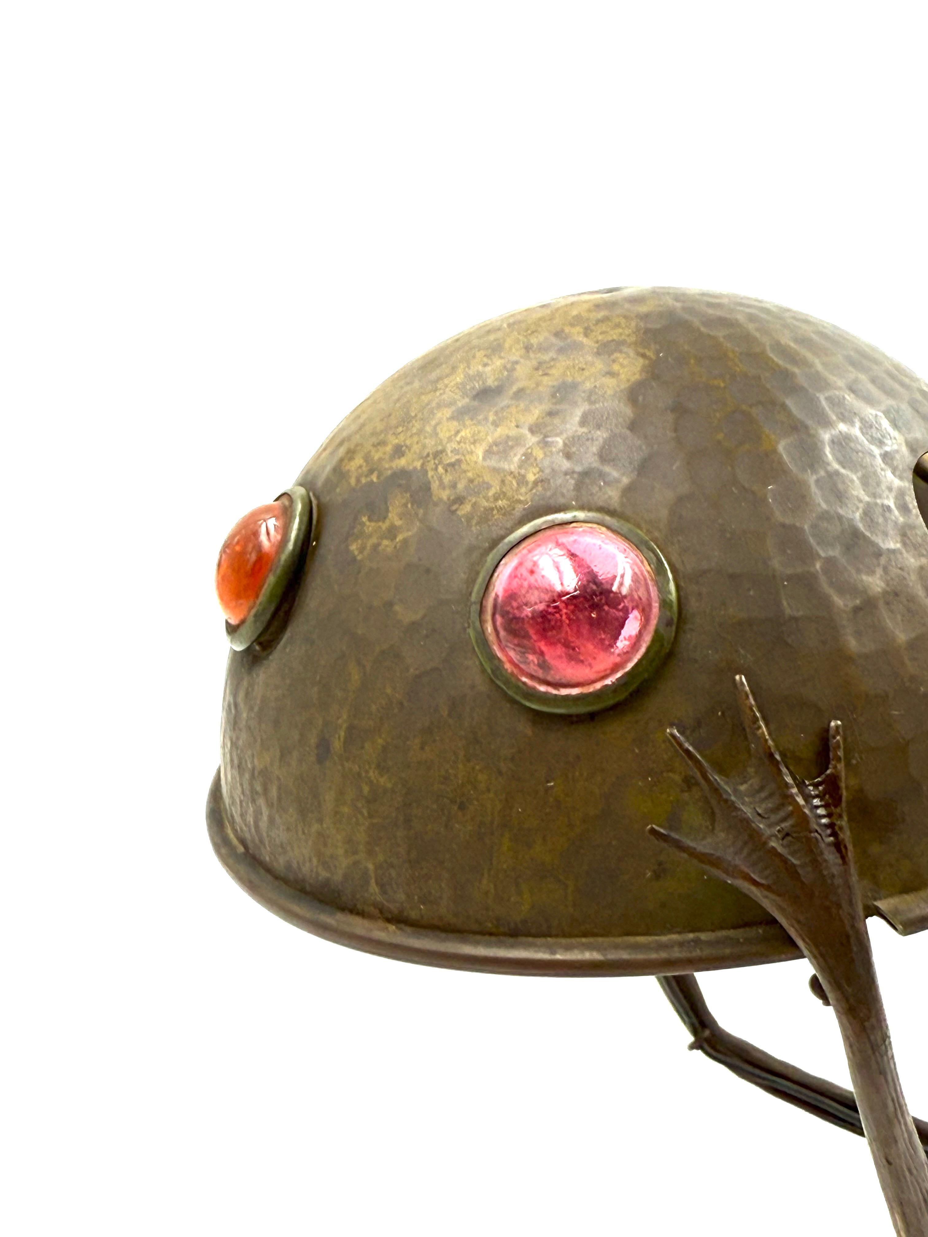 Jugenstil rare frog shaped bronze lamp, Austria 1900s 8
