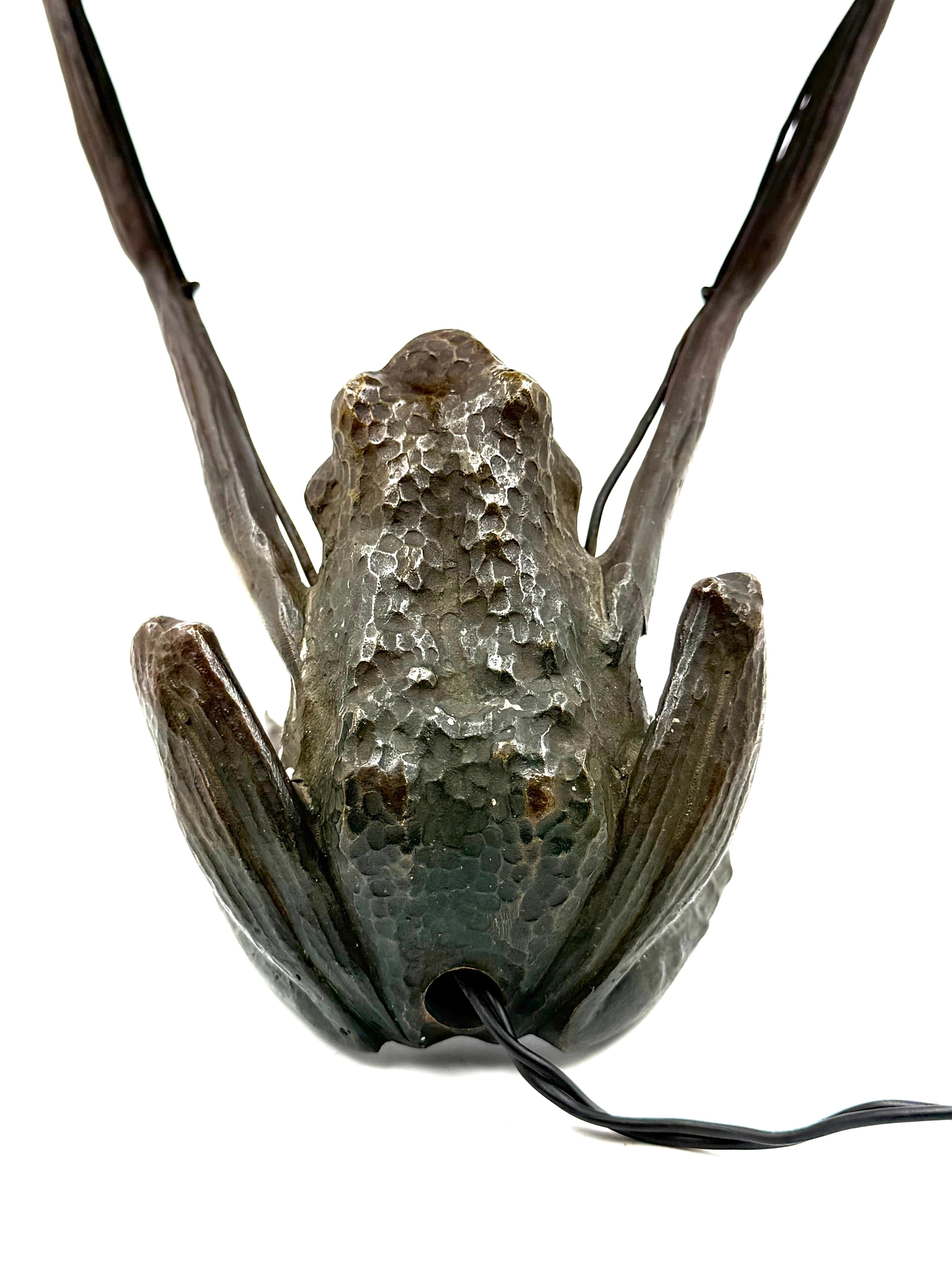 Jugenstil rare frog shaped bronze lamp, Austria 1900s 12