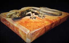 Austrian Jugenstil, Lizard, Vienna Bronze & Red Onyx Paperweight, circa 1900