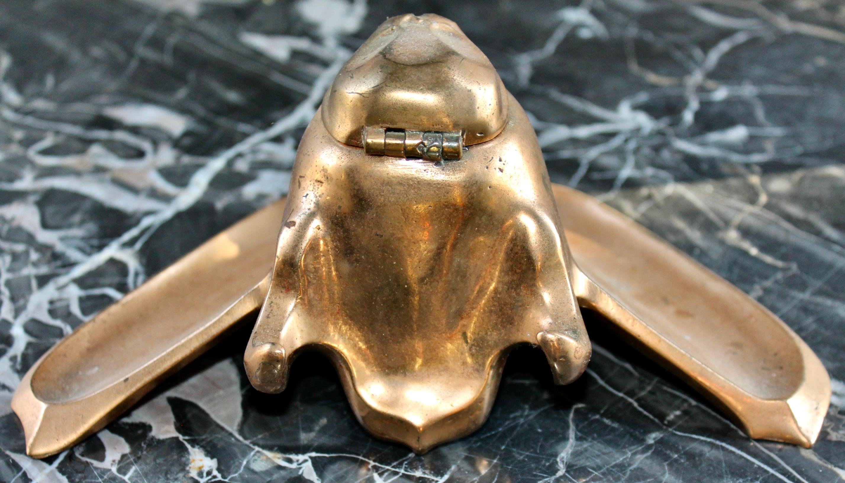 German Jugenstile Bronze Fledermaus Inkwell For Sale