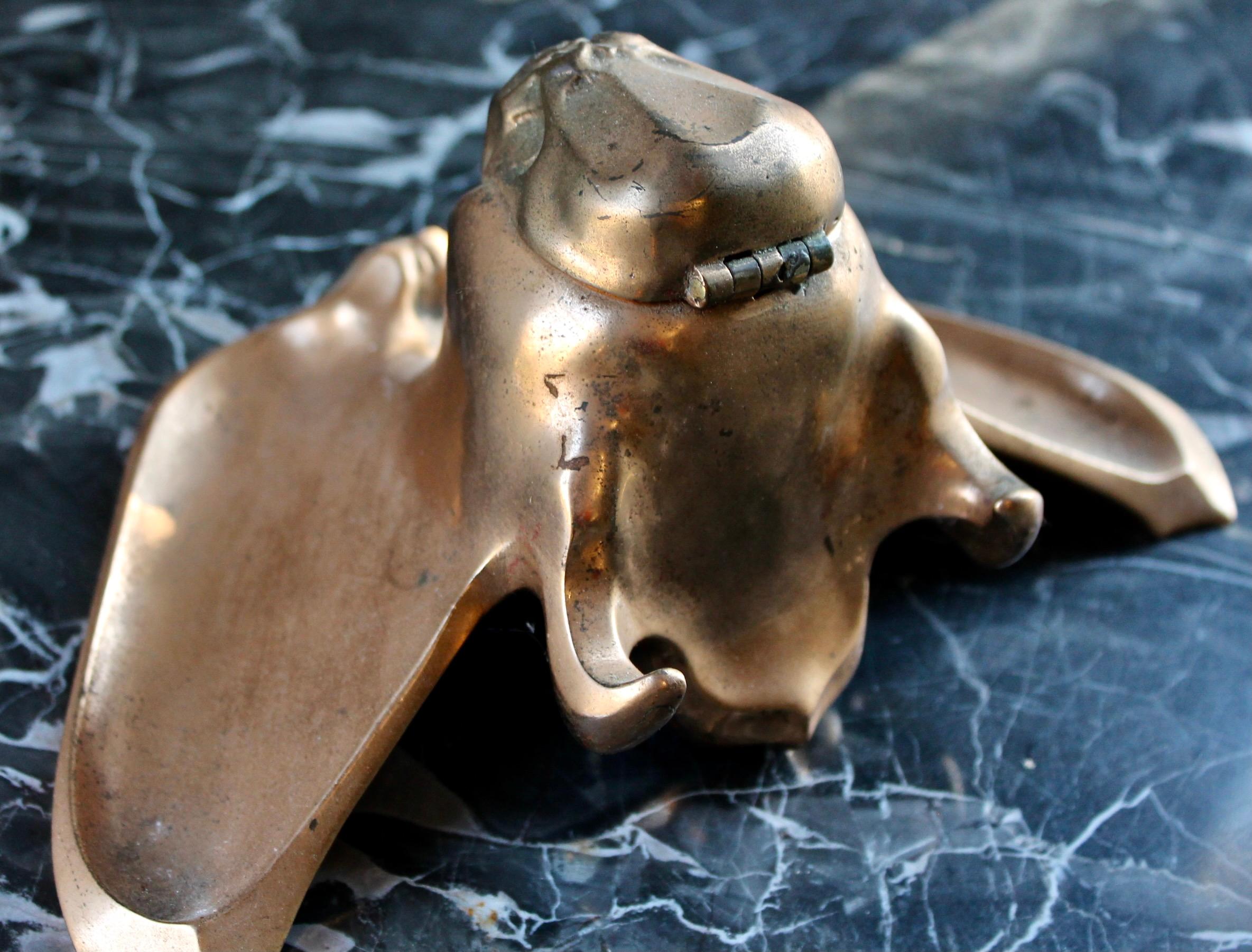 Cast Jugenstile Bronze Fledermaus Inkwell For Sale