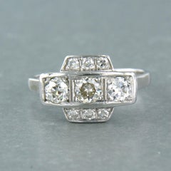 JUGENDSTIL ring with old European and single cut diamonds up to 1.00ct 14k gold