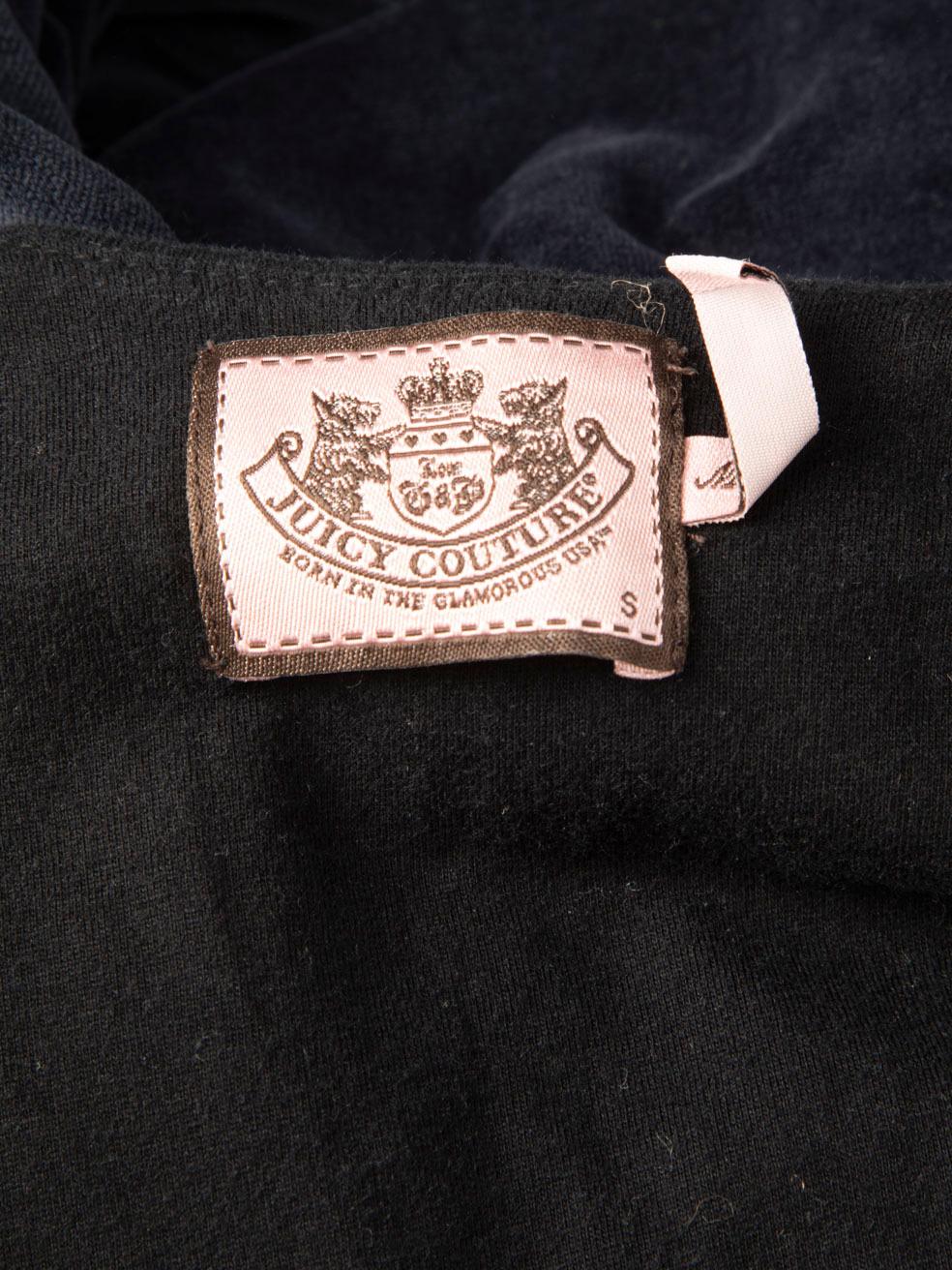 Juicy Couture Black & Navy Velvet Cropped Jumpsuit Size S For Sale 2