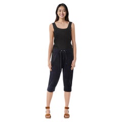 Juicy Couture Black & Navy Velvet Cropped Jumpsuit Size S