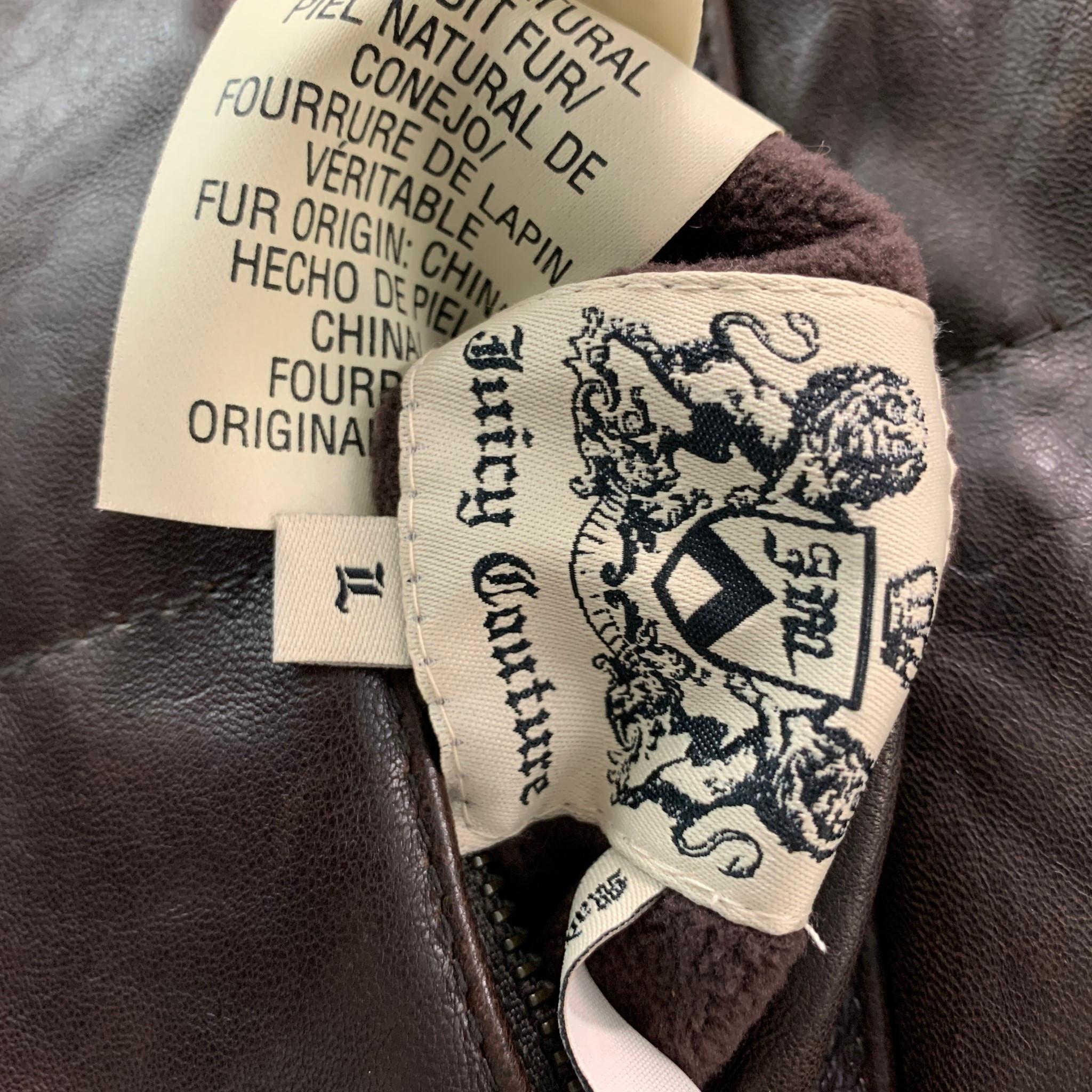 JUICY COUTURE Size L Brown Reversible Leather Zip Up & Snaps Vest 4