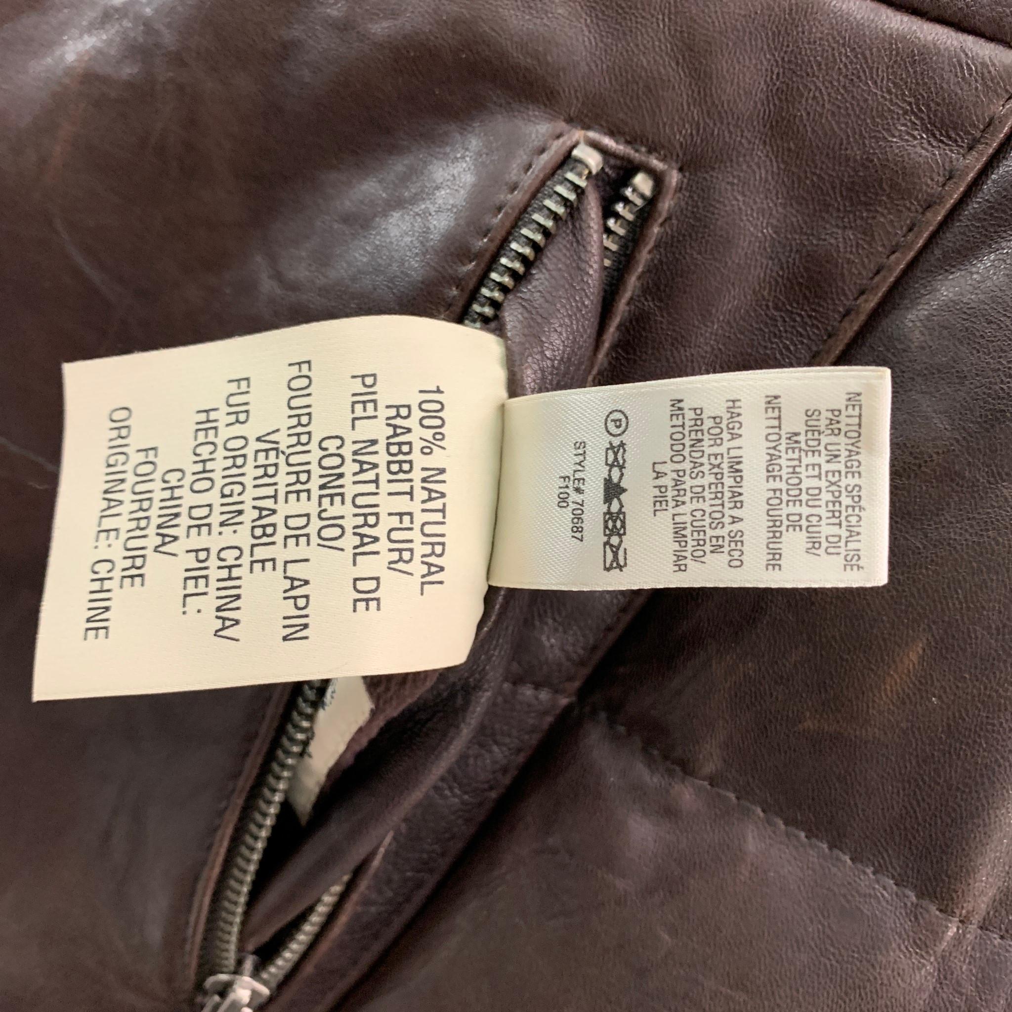 JUICY COUTURE Size L Brown Reversible Leather Zip Up & Snaps Vest 2