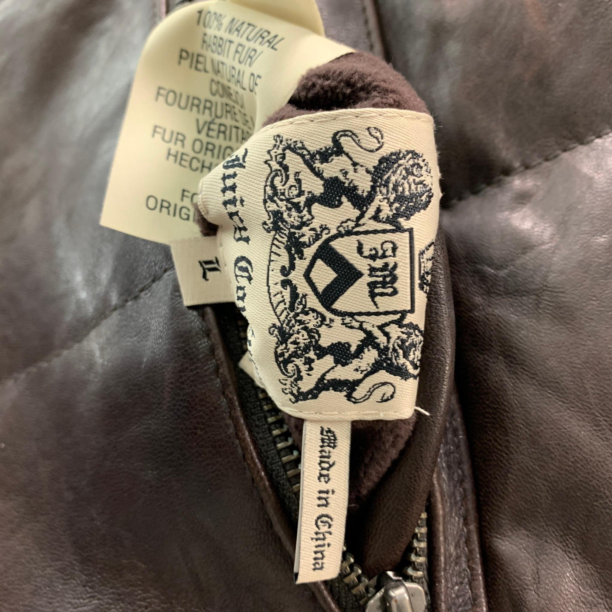 JUICY COUTURE Size L Brown Reversible Leather Zip Up & Snaps Vest 3