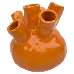 Juicy Orange Hydra Vase (low) handmade in Barcelona by niho Ceramics