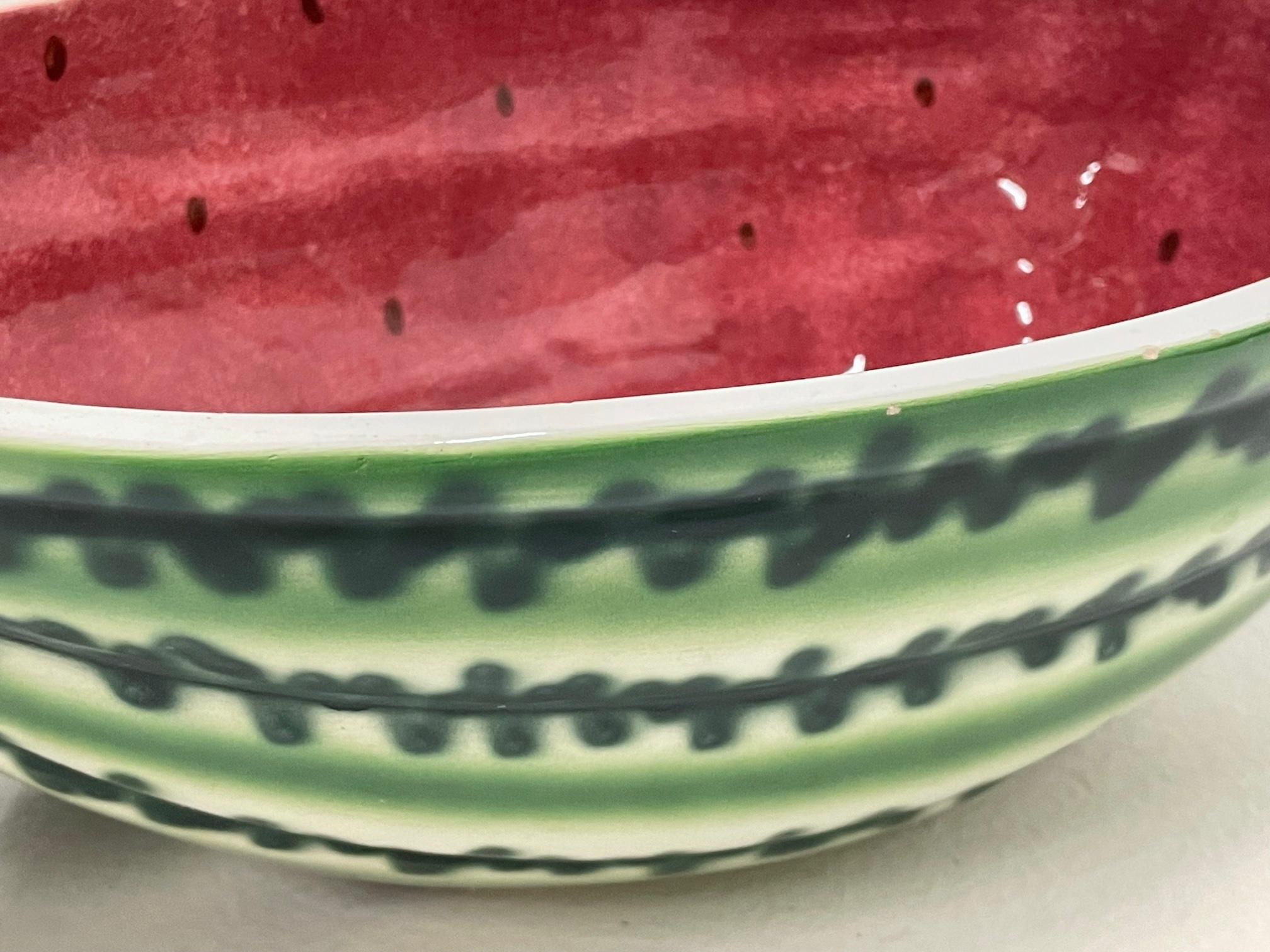 Juicy Set of 12 Watermelon Motife Italian Pottery Dishes and Serving Bowl For Sale 2