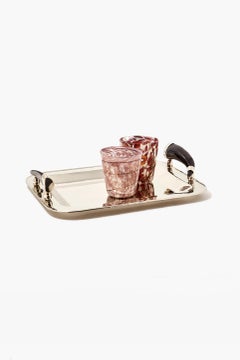 JUJUY Medium Rectangular Alpaca Silver & Horn Tray