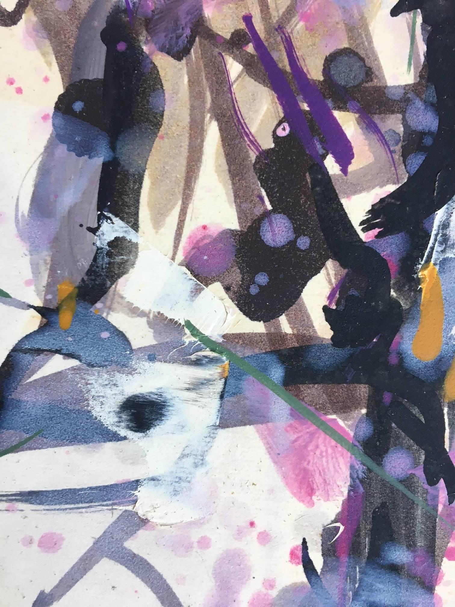 J. Meunie  Tree  Almond Blossom  Vertical original acrylic painting - Expressionist Painting by Julen Meunie