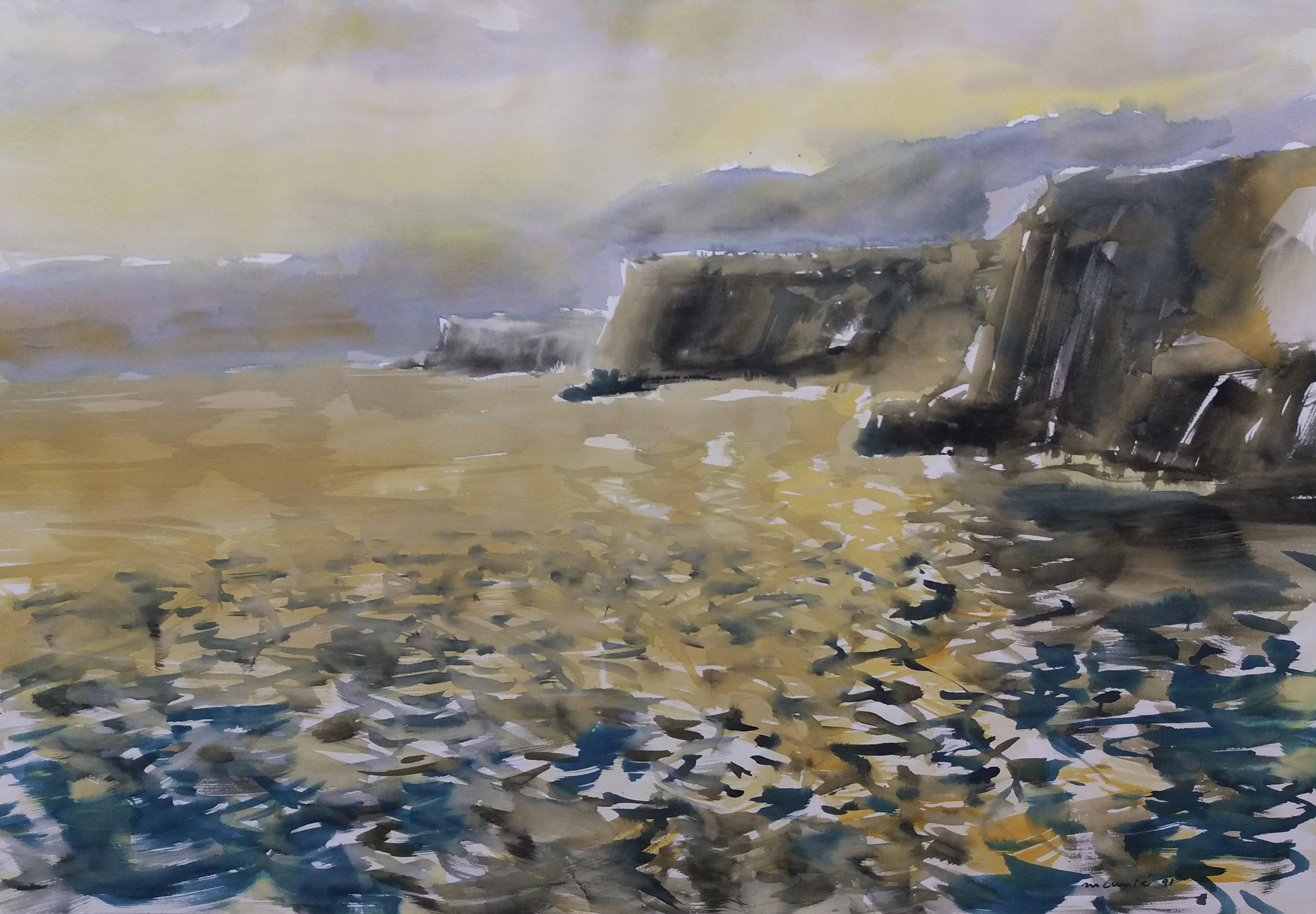 JULIEN MEUNIE.15  COSTA. MAJORCA cuadro original en acuarela en venta 3