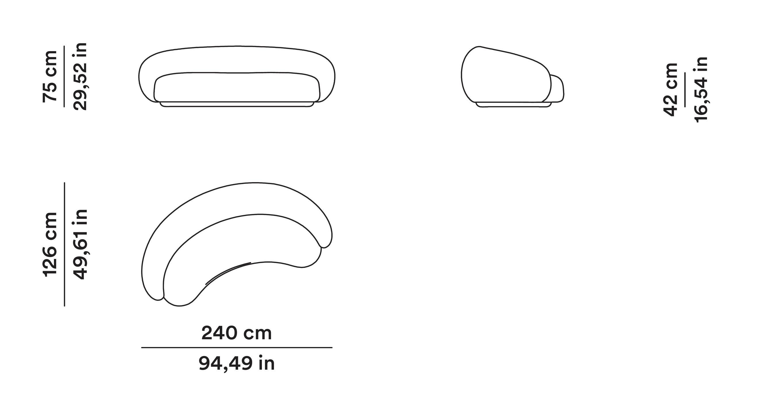 Periodo contemporaneo Julep – Sofa in fabric by Jonas Wagell for Tacchini W 240 cm (94.49 in) in vendita