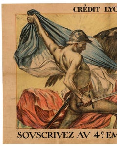 Original Credit Lyonnais  Souscrivez 4th Emprunt National 1918 vintage poster