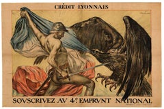 Crédito original Lyonnais  Souscrivez 4e Emprunt National 1918 cartel vintage