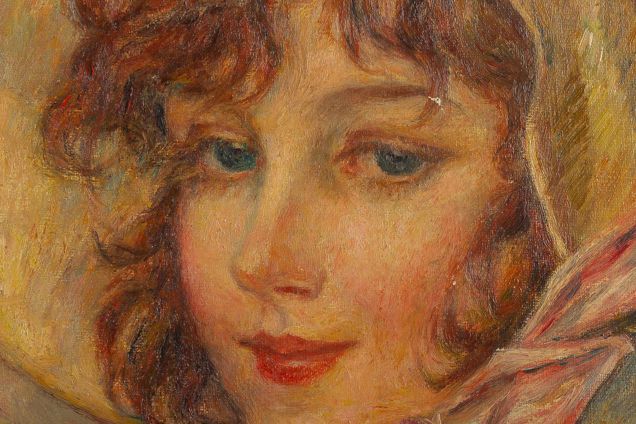 Jules Abel Faivre, Oil on Canvas La Belle Rousse aux Yeux Bleus, circa 1900 1