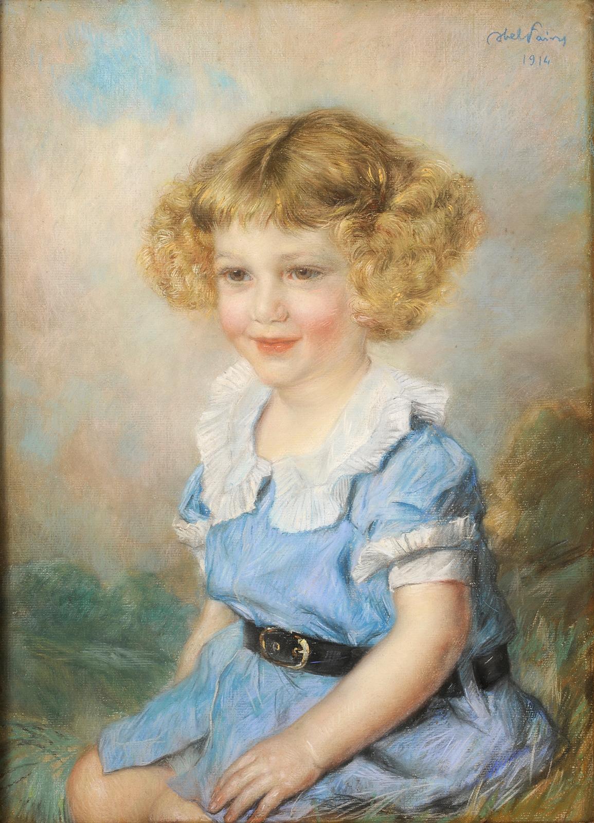 Portrait of Roger Goldet (Goldschmidt) child - Painting by Jules-Abel Faivre