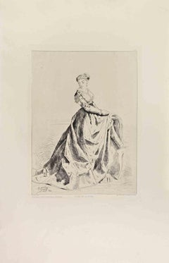 Essai de la Robe - Etching by Jules Adolphe Goupil - 1860s