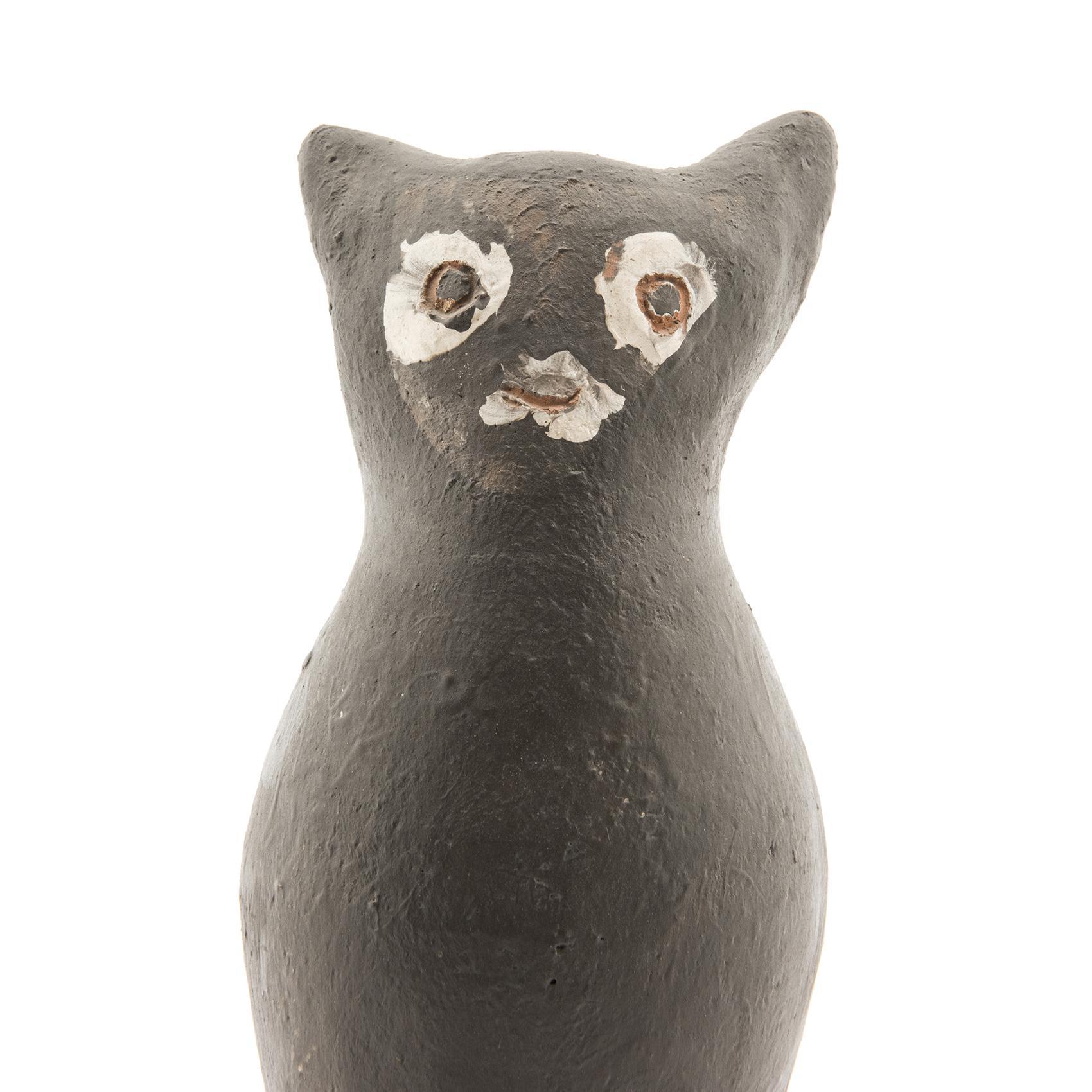 Mid-Century Modern Jules AGARD, Cat Ceramic Sculpture, Vallauris, 1950s For Sale