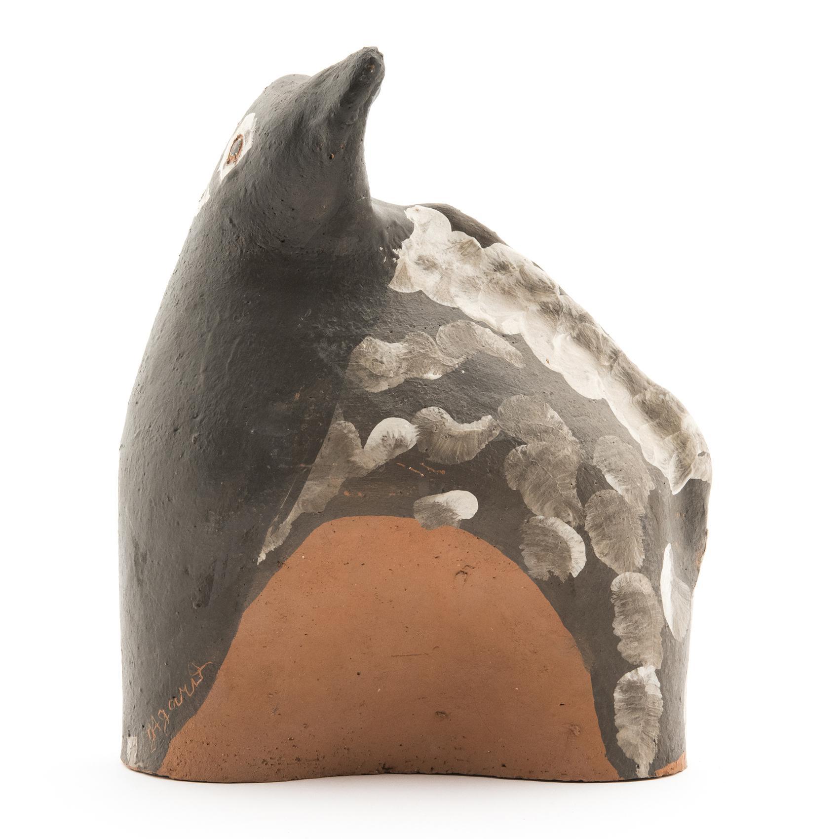 French Jules AGARD, Cat Ceramic Sculpture, Vallauris, 1950s For Sale