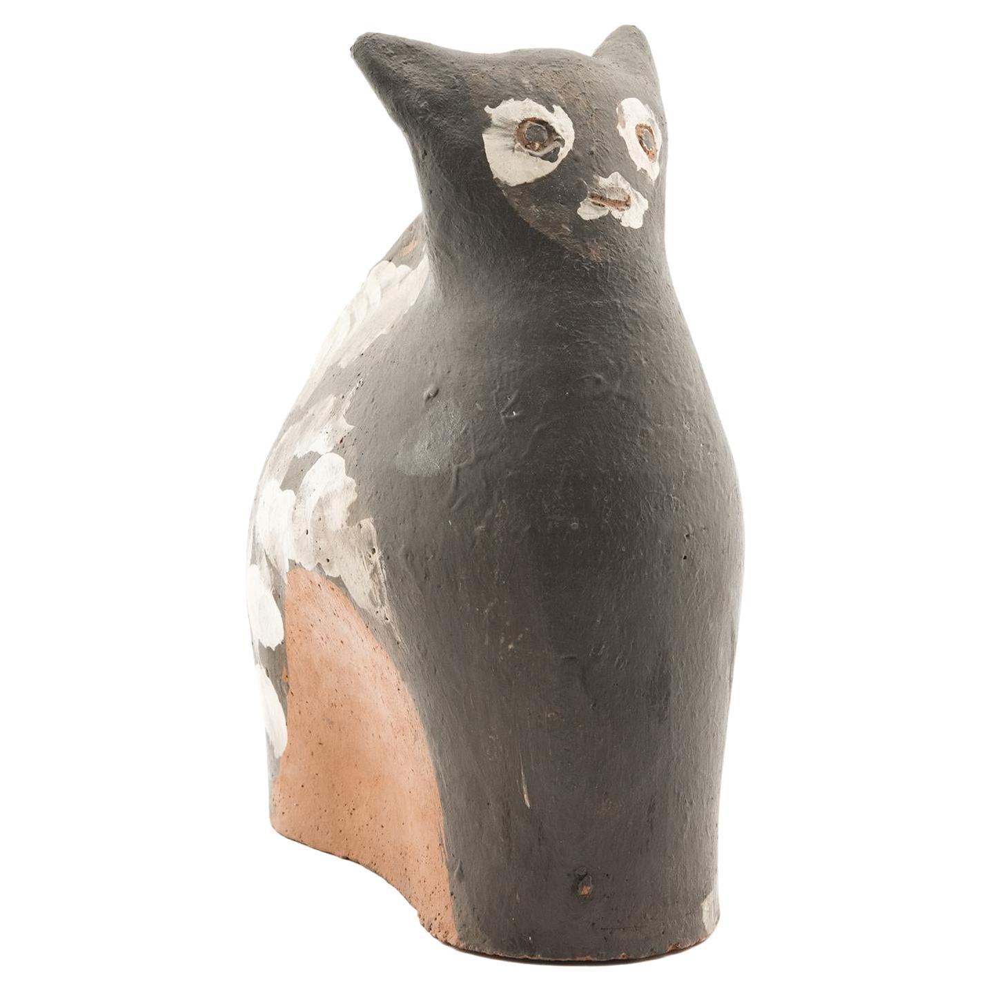 Jules AGARD, Cat Ceramic Sculpture, Vallauris, 1950s For Sale