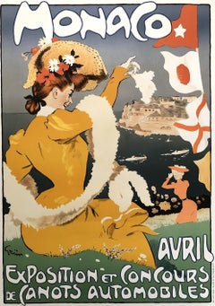 Esposizione di Monaco e Concours Automobiles - Poster litografico firmato