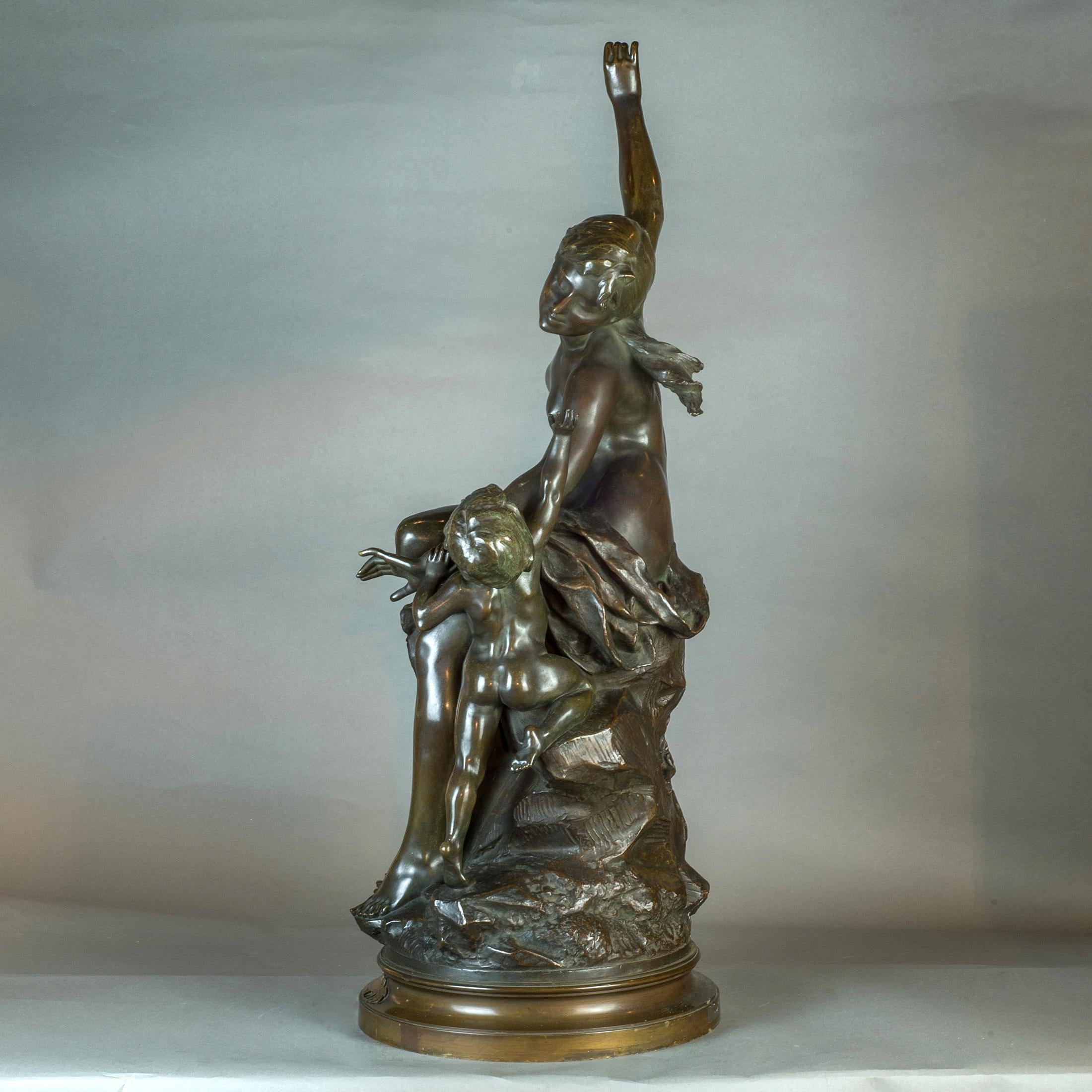 French Bronze Sculpture Statue by Alexandre Dercheu - Gold Figurative Sculpture by Jules-Alfred-Alexandre Dercheu