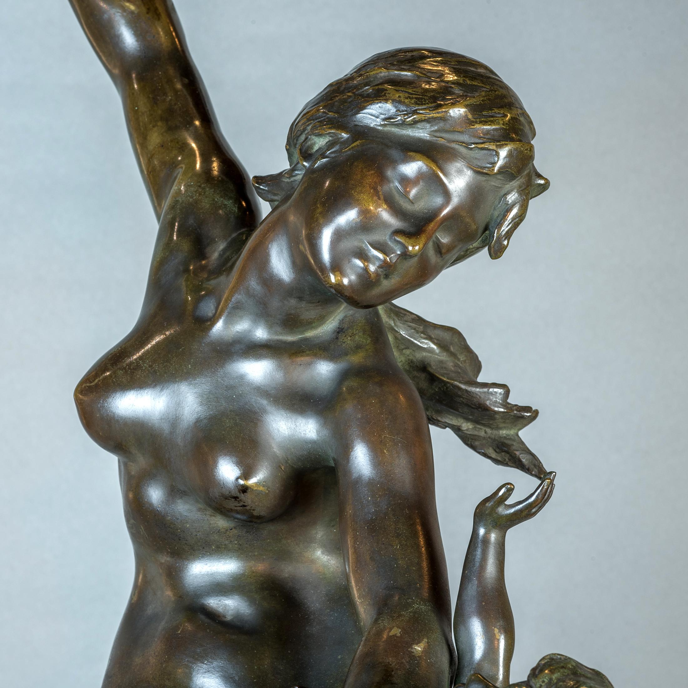 French Bronze Sculpture Statue by Alexandre Dercheu For Sale 1