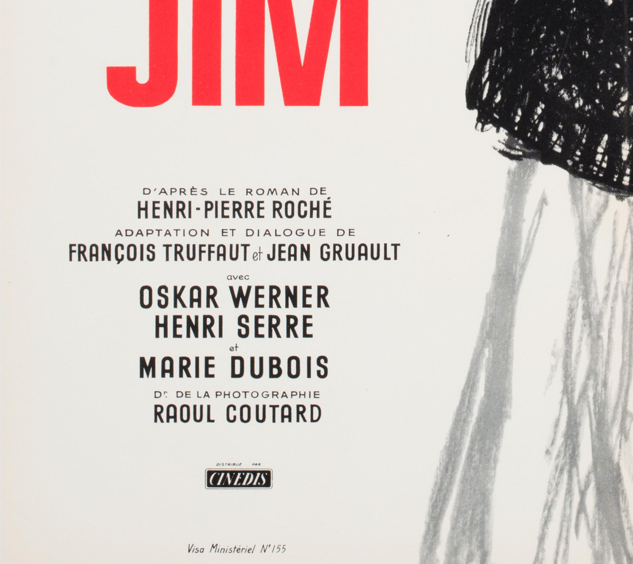 JULES AND JIM 1962 French Moyenne Film Movie Poster, CHRISTIAN BROUTIN For Sale 1