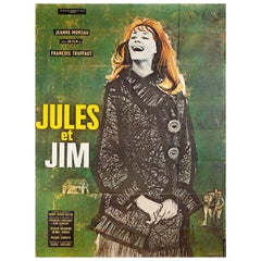 "Jules et Jim" Grande affiche de film français des années 1970