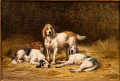"Hunting Dogs at the Kennel" Jules Bertrand Gélibert (1834-1916)