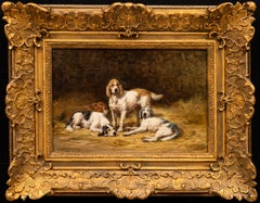 "Hunting Dogs at the Kennel" Jules Bertrand Gélibert (1834-1916)