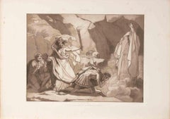 King Saul Before the Shade of Samuel - Lithograph by Jules Bertrand - 1855