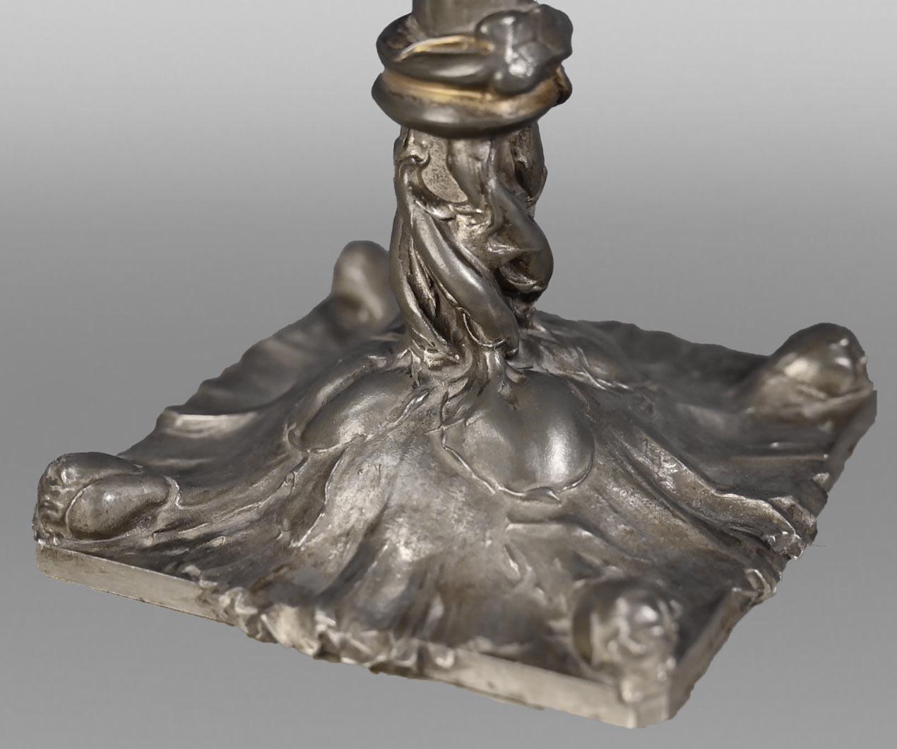 Jules BRATEAU, Four-Sided Clock On A High Base, 1900 For Sale 4
