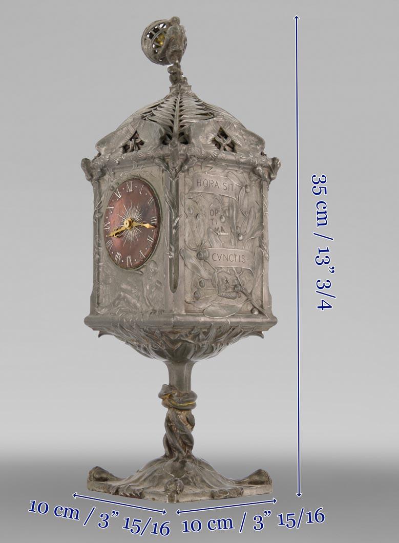 Jules BRATEAU, Four-Sided Clock On A High Base, 1900 For Sale 7