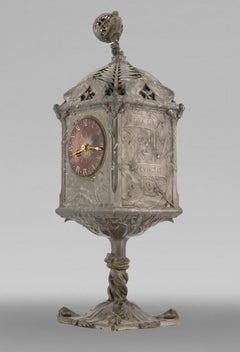 Jules BRATEAU, Four-Sided Clock On A High Base, 1900
