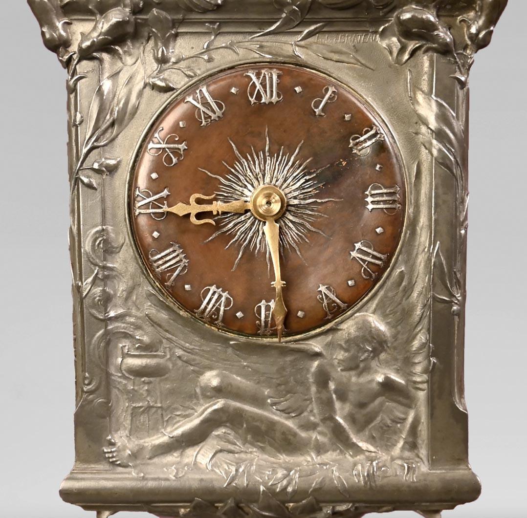 Jules BRATEAU, Four-Sided Clock On A High Base, 1900 In Good Condition For Sale In SAINT-OUEN-SUR-SEINE, FR