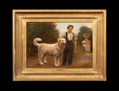 Boy & His Dog, 19th Century by Jules BRETON (1827-1906)