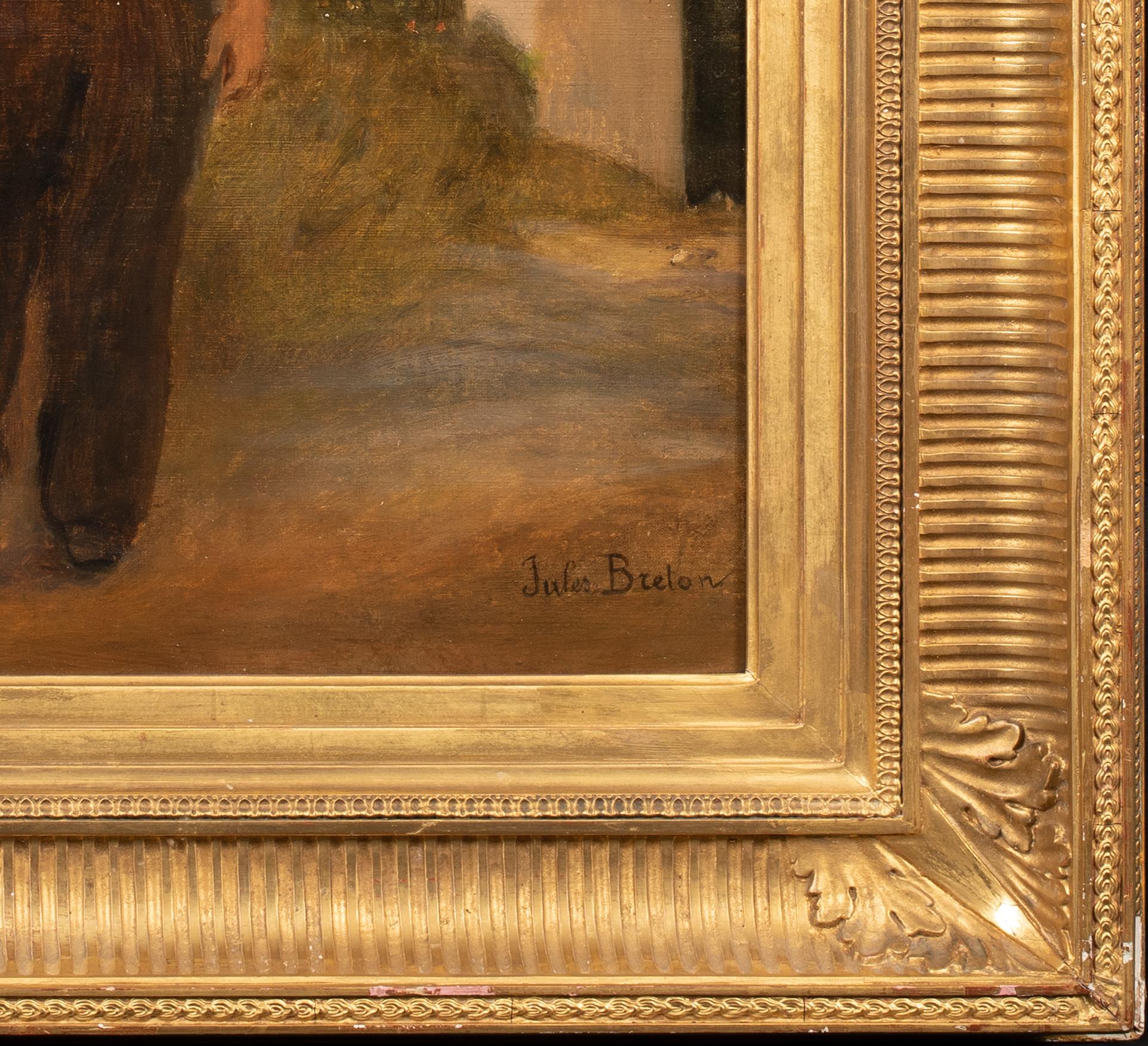 Garçon et son chien, 19ème siècle  par Jules BRETON (1827-1906)  en vente 1