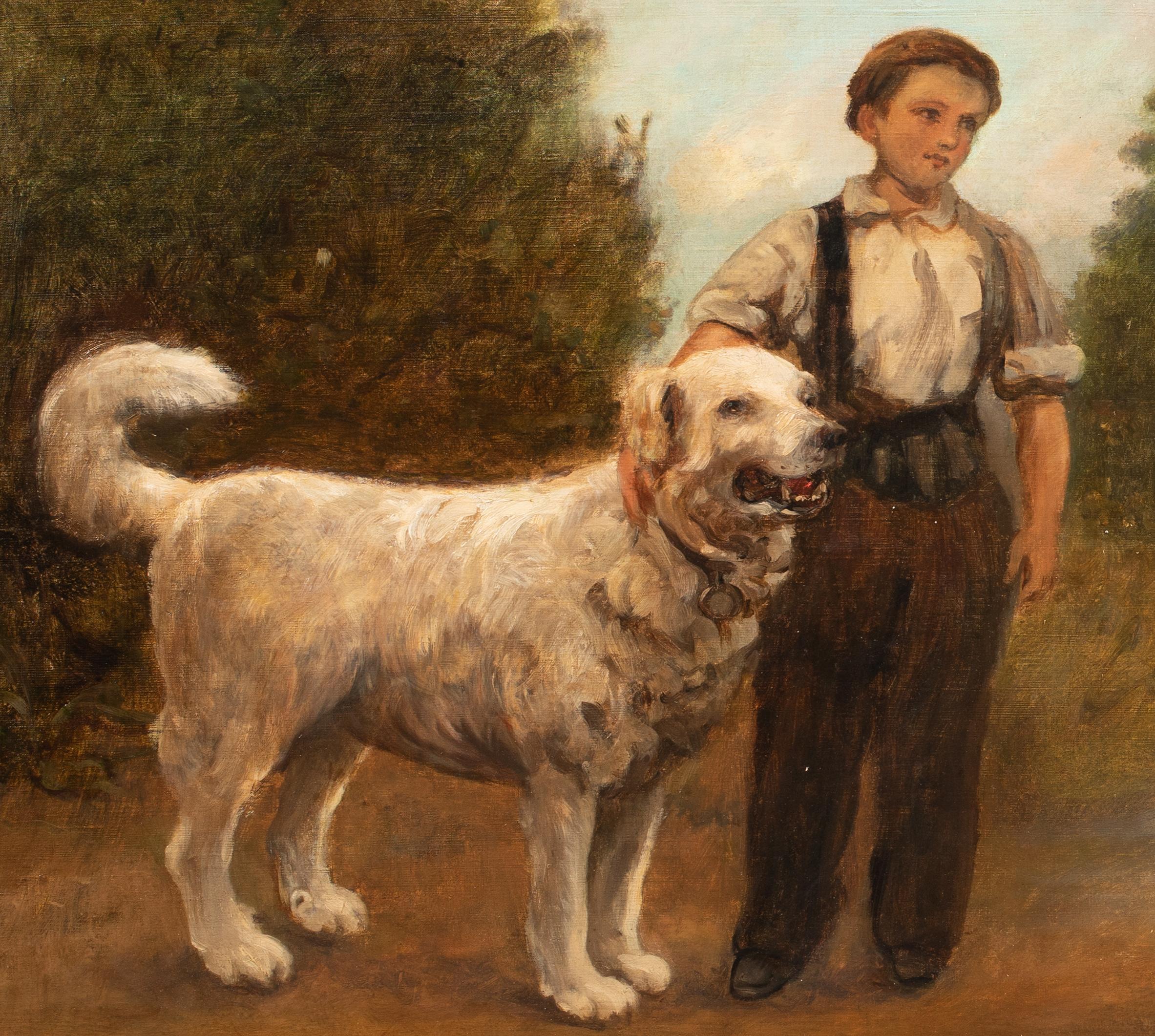 Garçon et son chien, 19ème siècle  par Jules BRETON (1827-1906)  en vente 2