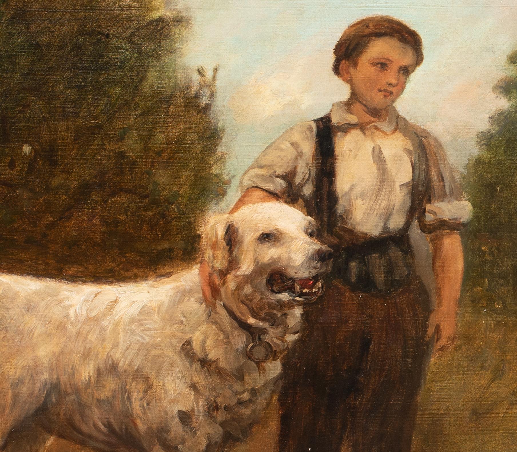Garçon et son chien, 19ème siècle  par Jules BRETON (1827-1906)  en vente 3